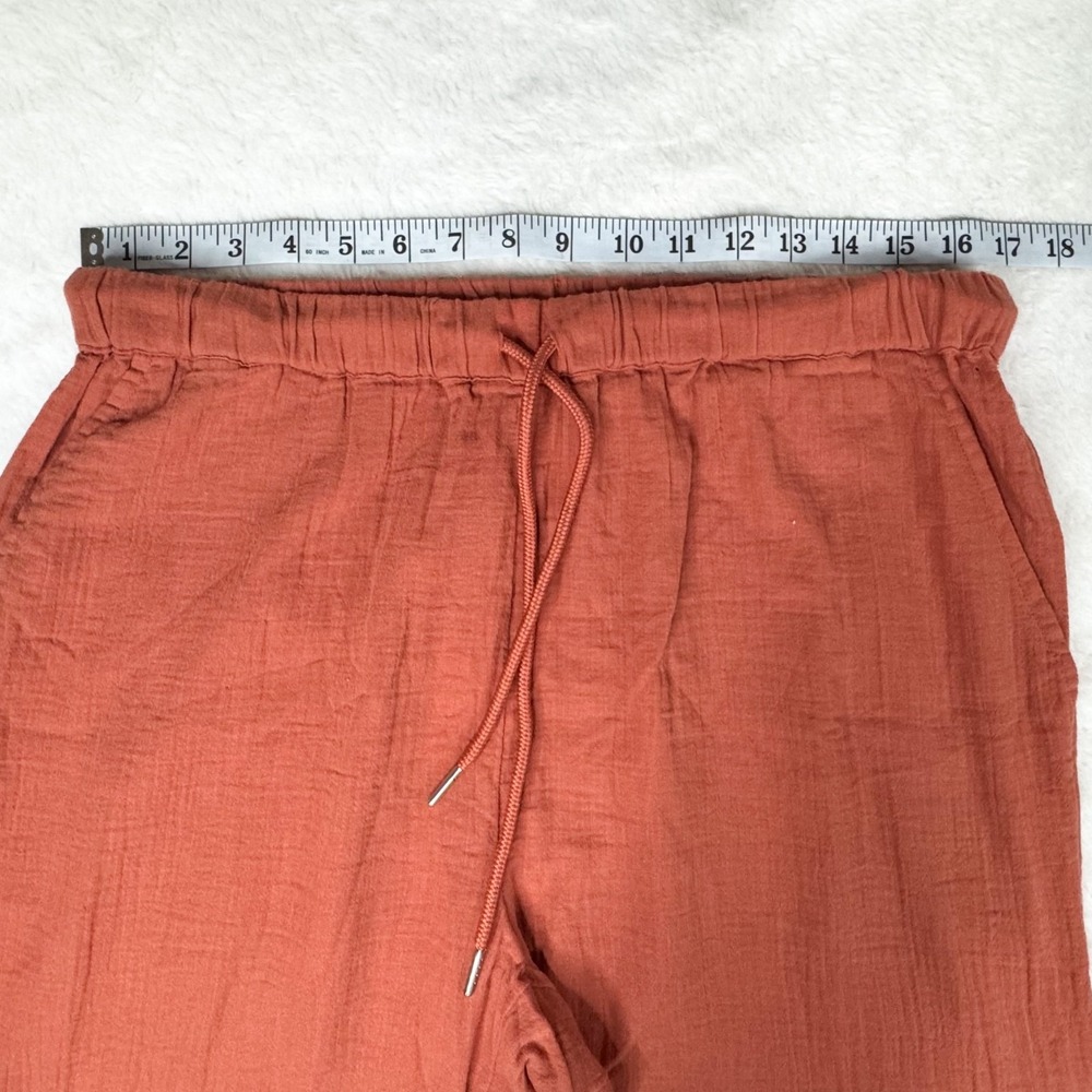 Quince Womens M Organic Cotton Gauze Straight Leg Pants Black NWT Drawstring - Picture 10 of 13